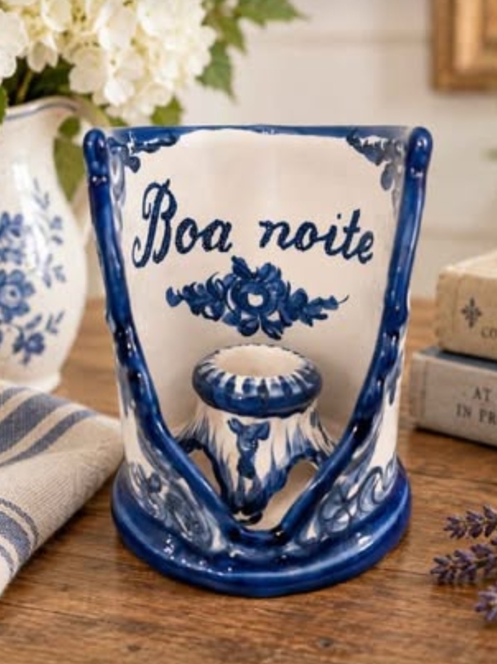Vintage Vestal Alcobaça Portugal “Boa Noite” Candle Holder – Hand Painted